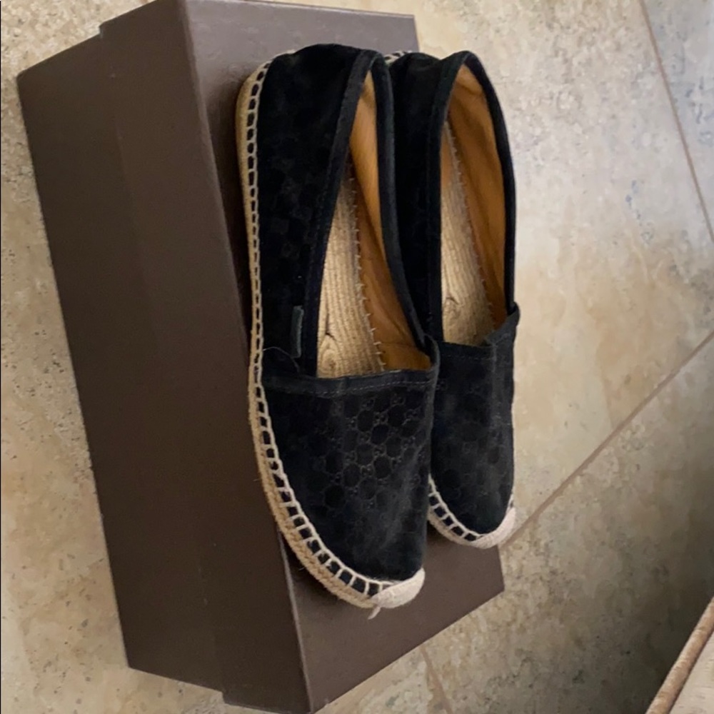 Suede Gucci Black Espadrille Flats